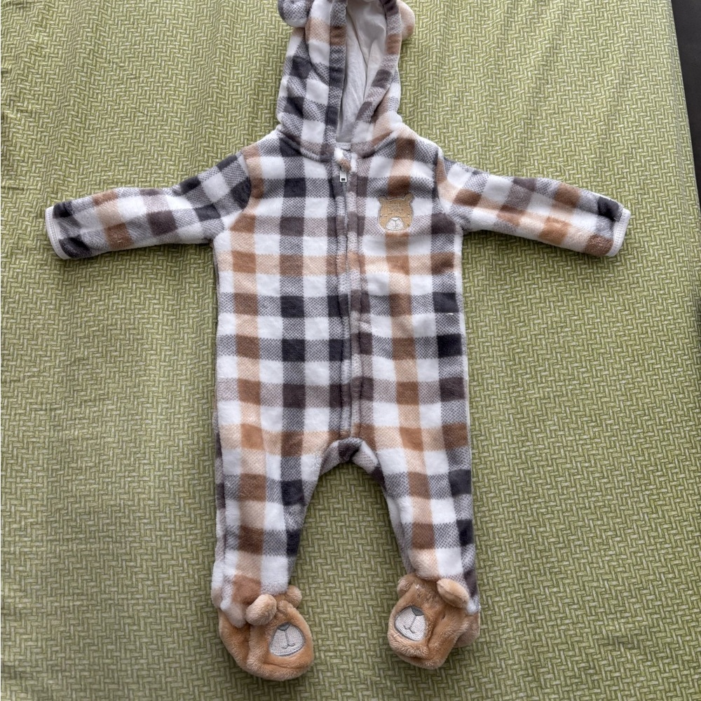 Black and White Footed One Piece with Hood